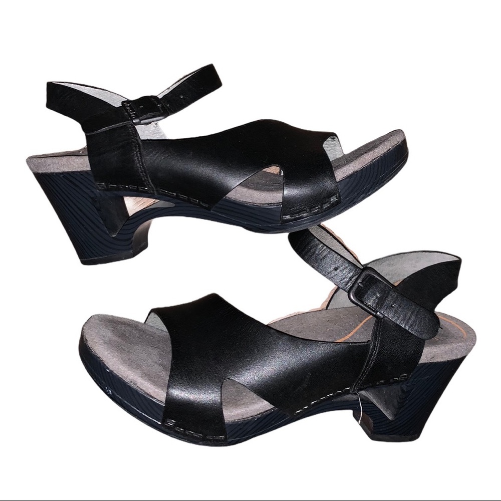 Dansko Black Slingback Sandles Heels Size 7 37